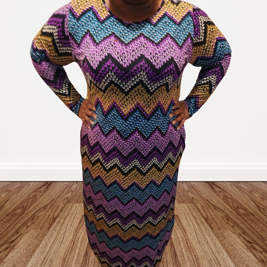 Purple, Green, Gold Chevron Print