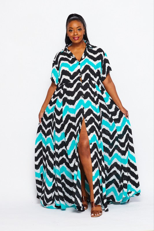 Chevron Print Maxi Dress